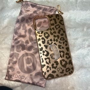 gold leopard metallic loopy case iPhone 13/14
